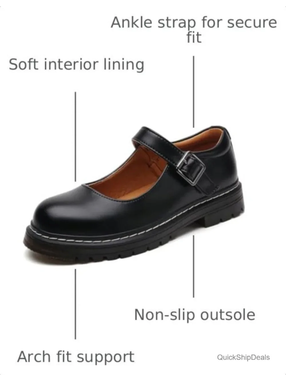 Women Platform Mary Jane Shoes Non-Slip Comfort Buckle Ankle Strap
